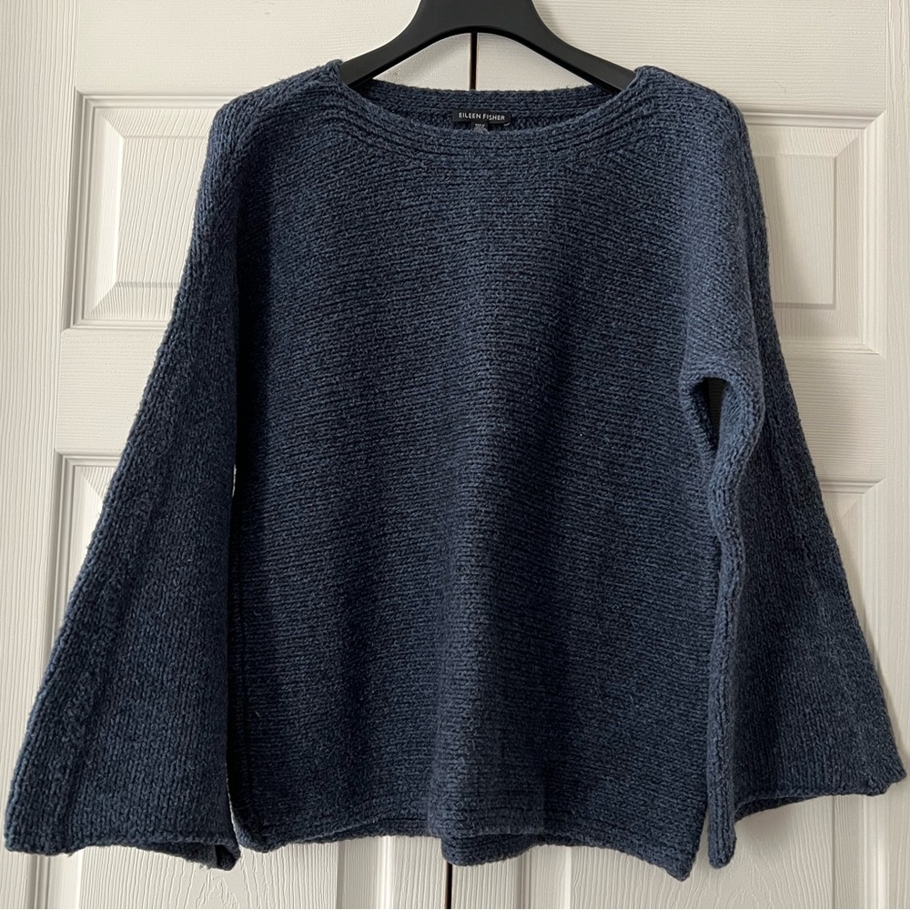 NWOT Eileen Fisher Alpaca/Cotton/Nylon Sweater with Bell Sleeves *Rare Find*